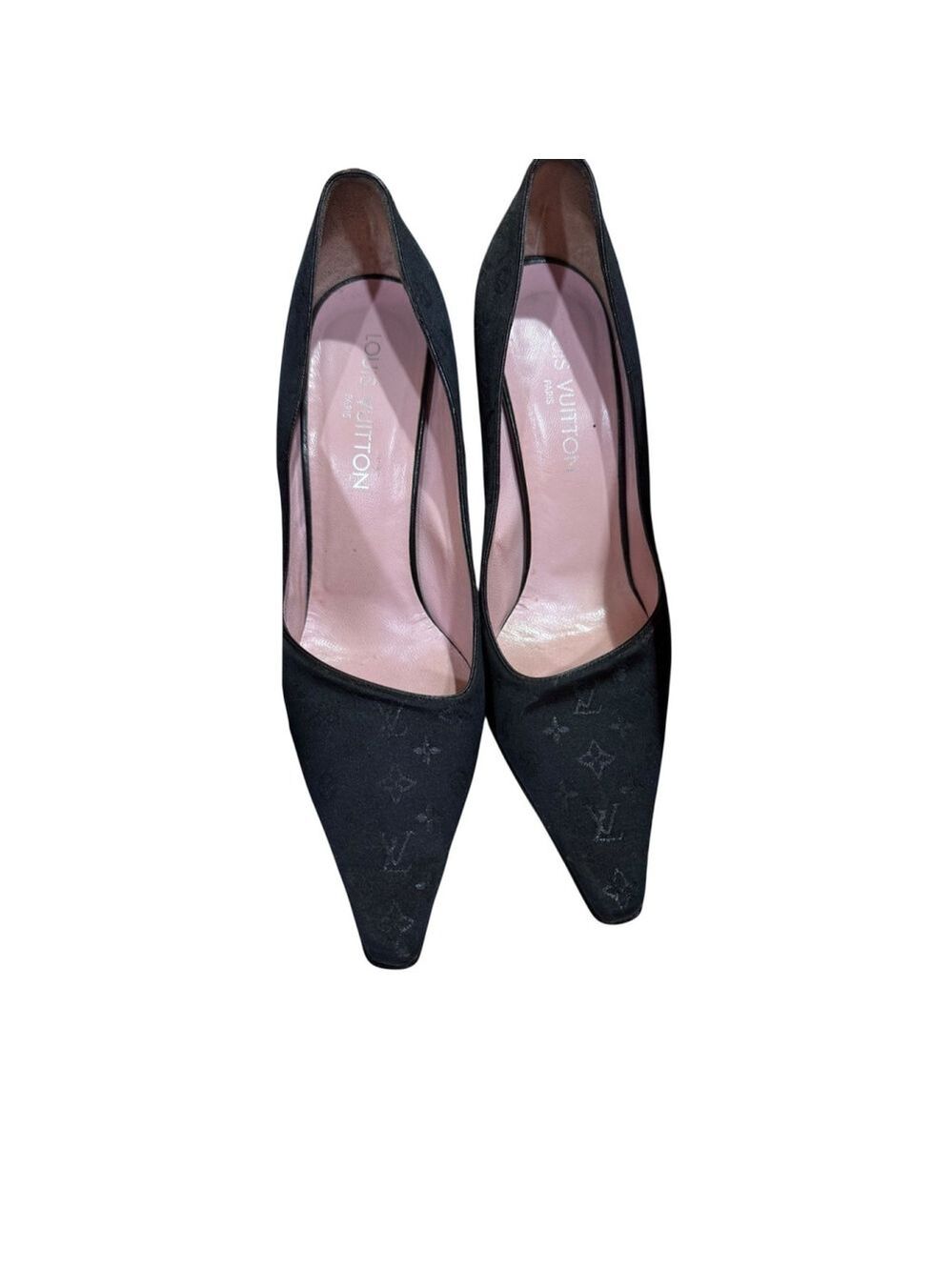 Louis Vuitton Black Monogram Mini Lin Satin Pumps in Box With COA - Picture 5 of 16